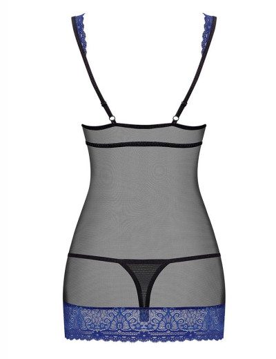 Сексуальная сорочка Obsessive 850 CHE-6, Цвет: черный/синий, Размеры: L/XL, изображение 4