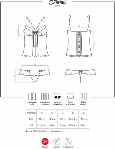 Корсет c трусиками Obsessive ETHERIA CORSET, Цвет: белый, Размеры: S/M, изображение 5