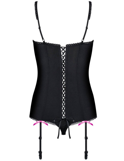 Корсет c трусиками Obsessive FLOWERIA CORSET, Цвет: черный, Размеры: S/M, изображение 5