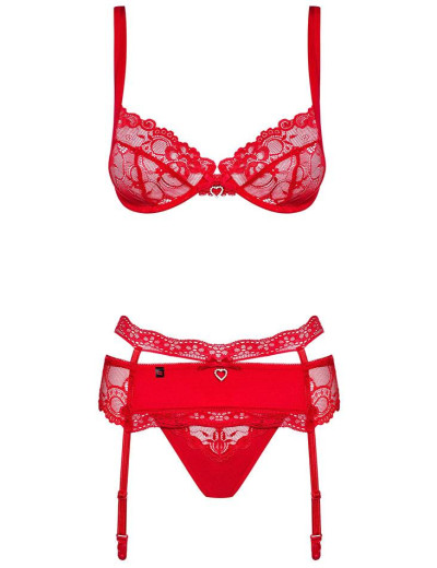 Комплект Obsessive HEARTINA SET с поясом красный, Цвет: красный, Размеры: L/XL, изображение 3