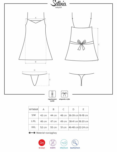 Сексуальная сорочка Obsessive SATINIA BABYDOLL темно-синий, Цвет: темно-синий, Размеры: S/M, изображение 5