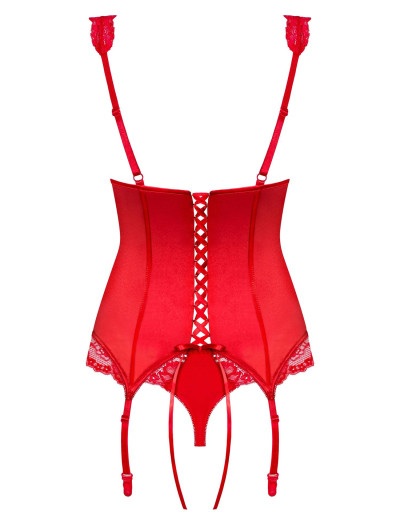 Корсет c трусиками Obsessive SECRED CORSET, Цвет: красный, Размеры: S/M, изображение 6