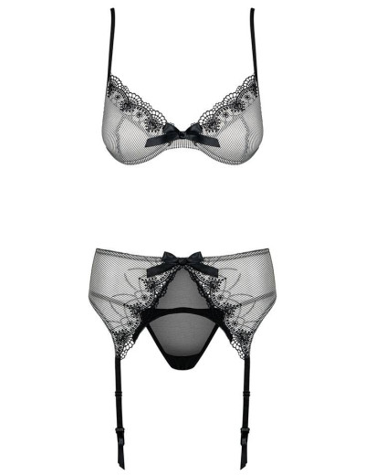 Сексуальный комплект с поясом Obsessive GREYLA SET серый/черный, Цвет: серый, Размеры: S/M, изображение 4