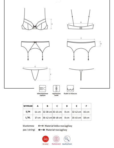 Сексуальный комплект с поясом Obsessive GREYLA SET серый/черный, Цвет: серый, Размеры: S/M, изображение 6