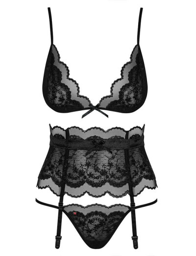 Сексуальный комплект с поясом Obsessive KISSELENT SET, Цвет: черный, Размеры: S/M, изображение 4