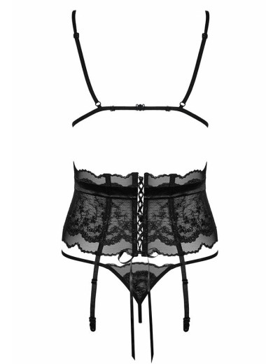 Сексуальный комплект с поясом Obsessive KISSELENT SET, Цвет: черный, Размеры: S/M, изображение 5