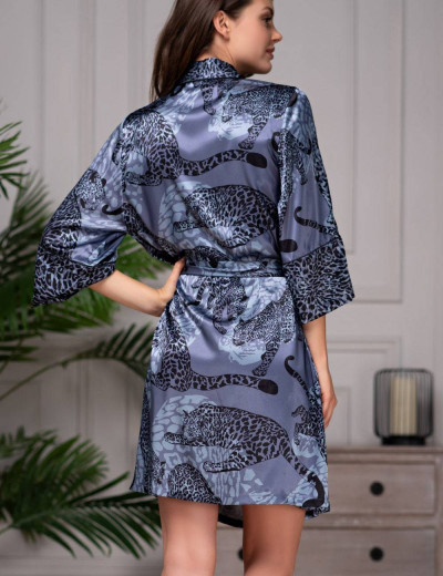 Шелковый халат-кимоно Mia-Amore AMAZONKA 8663 дельфин, Цвет: дельфин, Размеры: L/XL, изображение 2