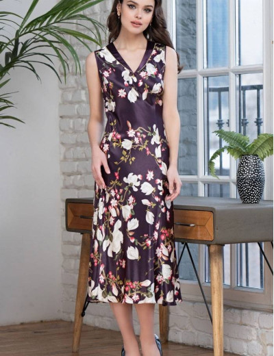 Шелковая сорочка длинная Mia-Amore MAGNOLIA 3528, Цвет: бордовый, Размеры: 3XL, изображение 5