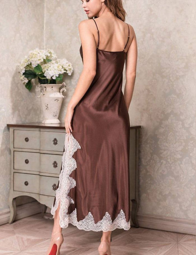 Сорочка шелковая длинная Mia-Amore MARILIN 3104 шоколадный, Цвет: шоколадный, Размеры: L, изображение 2