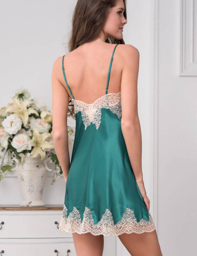 Сорочка шелковая Mia-Amore MARILIN DELUXE 3440 изумрудный, Цвет: изумрудный, Размеры: S, изображение 2