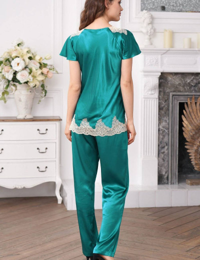 Шелковый комплект с брюками Mia-Amore MARILIN DELUXE 3446 изумрудный, Цвет: изумрудный, Размеры: S, изображение 2