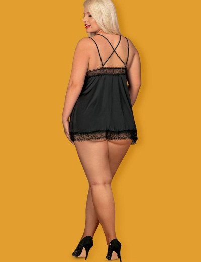 Сорочка бэби-долл с уплотненной чашкой Obsessive LOLITTE BABYDOLL, Цвет: черный, Размеры: L/XL, изображение 4