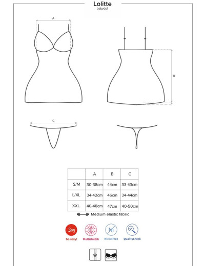 Сорочка бэби-долл с уплотненной чашкой Obsessive LOLITTE BABYDOLL, Цвет: черный, Размеры: L/XL, изображение 7