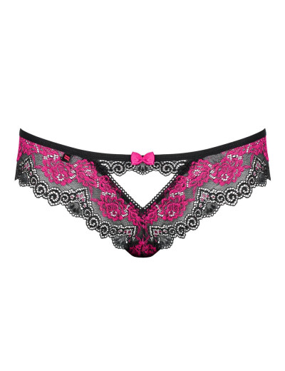 Кружевные трусики бразилиана Obsessive TULIA PANTIES, Цвет: черный/розовый, Размеры: L/XL, изображение 3