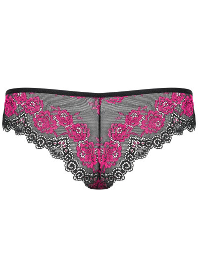 Кружевные трусики бразилиана Obsessive TULIA PANTIES, Цвет: черный/розовый, Размеры: L/XL, изображение 4