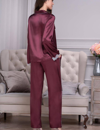 Шелковый комплект с брюками Mia-Amore LAURA 3296 бордовый, Цвет: бордовый, Размеры: L, изображение 2