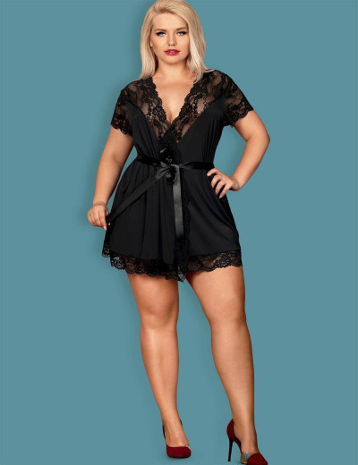 Пеньюар Obsessive 810 PEI черный, Цвет: черный, Размеры: L/XL, изображение 3