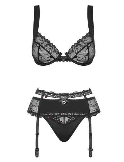 Комплект с поясом Obsessive HEARTINA SET черный, Цвет: черный, Размеры: S/M, изображение 3
