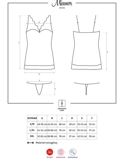 Сексуальная сорочка Obsessive MIAMOR CHEMISE белый, Цвет: белый, Размеры: S/M, изображение 5