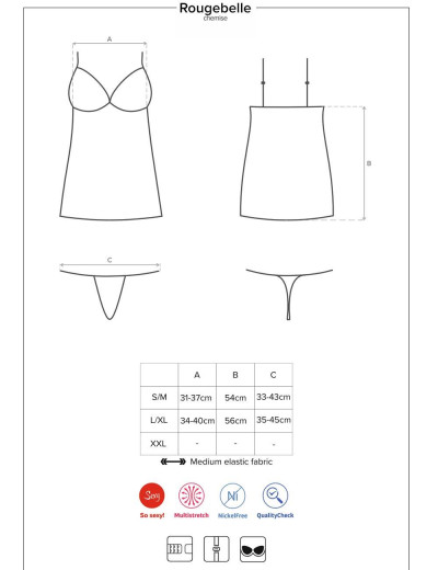 Сексуальная сорочка с уплотненной чашкой Obsessive ROUGEBELLE CHEMISE, Цвет: красный, Размеры: L/XL, изображение 5 Сексуальная сорочка с уплотненной чашкой Obsessive ROUGEBELLE CHEMISE, Цвет: красный, Размеры: L/XL, изображение 5