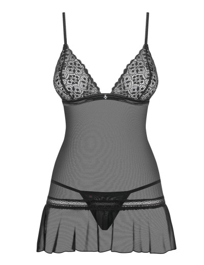 Сексуальная сорочка с трусиками Obsessive SHIBU CHEMISE, Цвет: черный, Размеры: L/XL, изображение 3