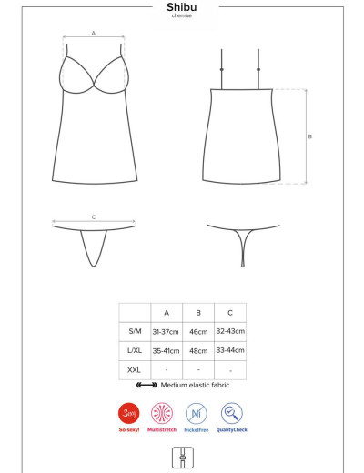 Сексуальная сорочка с трусиками Obsessive SHIBU CHEMISE, Цвет: черный, Размеры: L/XL, изображение 5