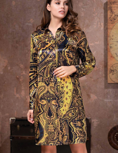 Ночная рубашка-халат Mia-Amore ARMANI GOLD 3497, Цвет: темно-синий/золотой, Размеры: M, изображение 3