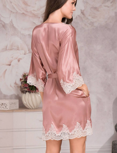 Шелковый халат-кимоно Mia-Amore MARILIN DELUXE 3443 чайная роза, Цвет: чайная роза, Размеры: L/XL, изображение 2