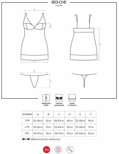 Сексуальная сорочка Obsessive 853 CHE-1 красный, Цвет: красный, Размеры: L/XL, изображение 5
