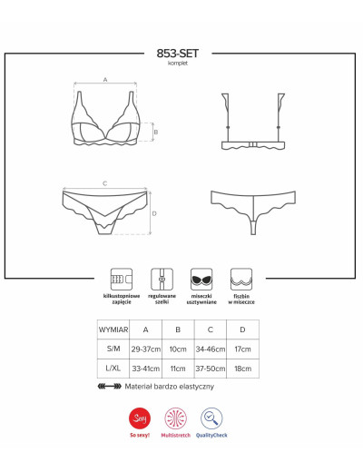 Сексуальный комплект Obsessive 853 SET красный, Цвет: красный, Размеры: S/M, изображение 5