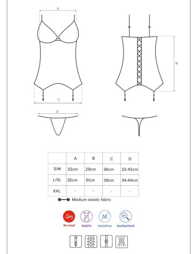 Корсет с трусиками Obsessive AILAY CORSET, Цвет: черный, Размеры: L/XL, изображение 5