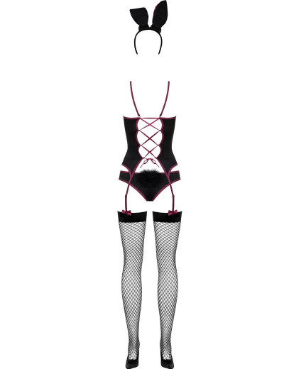 Ролевой костюм с чулками Obsessive BUNNY SUIT черный, Цвет: черный, Размеры: S/M, изображение 5