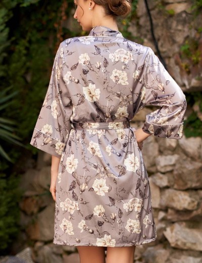 Халат-кимоно из натурального шелка Mia-Amore GRACIA 3583, Цвет: серый, Размеры: L/XL, изображение 2