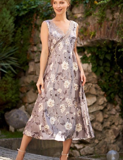 Шелковая сорочка длинная Mia-Amore GRACIA 3588, Цвет: серый, Размеры: L, изображение 3