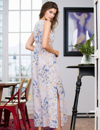 Длинное платье Mia-Mia AURA 16288, Цвет: голубые цветы, Размеры: L, изображение 3