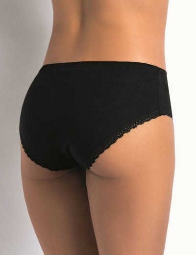 Трусы слипы миди хлопковые Sielei I PERFETTI 1259 SLIP ALTO nero, Цвет: nero (черный), Размеры: 3XL, изображение 2