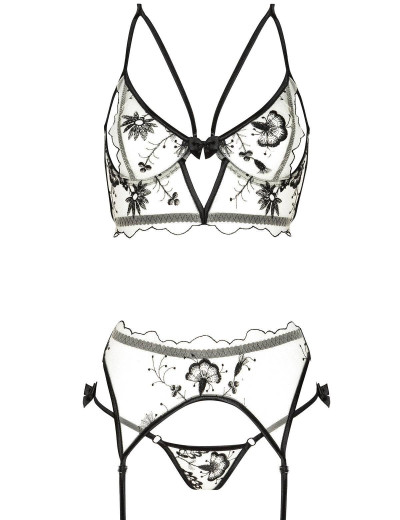 Сексуальный комплект с поясом Beauty Night SAVANNAH SET, Цвет: черный/бежевый, Размеры: S/M, изображение 4