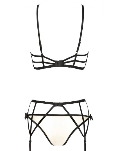 Сексуальный комплект с поясом Beauty Night SAVANNAH SET, Цвет: черный/бежевый, Размеры: S/M, изображение 5