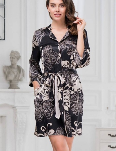 Атласная рубашка-халат Mia-Amore DA VINCI 8447 черный, Цвет: черный, Размеры: M, изображение 3 Атласная рубашка-халат Mia-Amore DA VINCI 8447 черный, Цвет: черный, Размеры: M, изображение 3