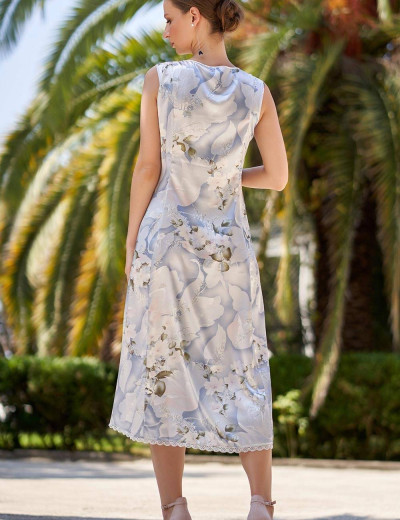 Сорочка длинная шелковая Mia-Amore NOVELLA 3608, Цвет: голубой микс, Размеры: XL, изображение 2