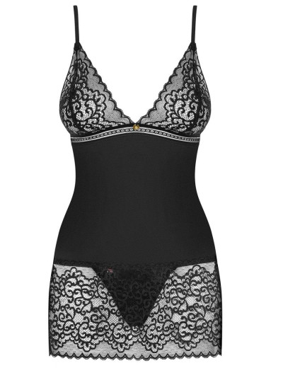 Эротическая сорочка с трусиками Obsessive AILAY CHEMISE, Цвет: черный, Размеры: L/XL, изображение 3