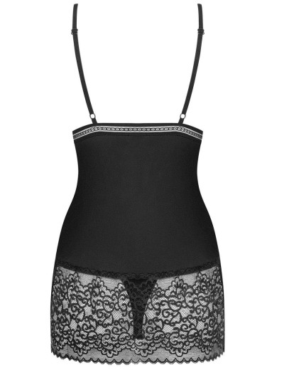 Эротическая сорочка с трусиками Obsessive AILAY CHEMISE, Цвет: черный, Размеры: L/XL, изображение 4