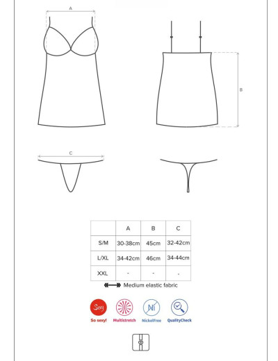 Эротическая сорочка с трусиками Obsessive AILAY CHEMISE, Цвет: черный, Размеры: L/XL, изображение 5