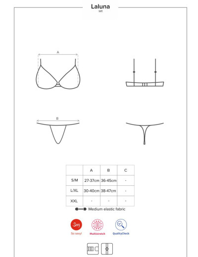 Сексуальный комплект Obsessive LALUNA SET, Цвет: черный, Размеры: S/M, изображение 5