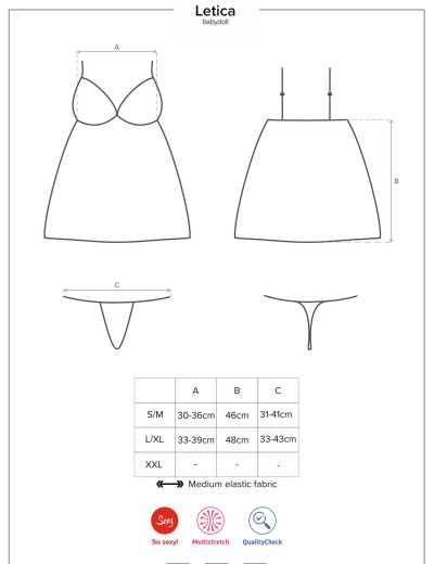 Бэби-долл + стринги Obsessive LETICA BABYDOLL, Цвет: черный, Размеры: S/M, изображение 7