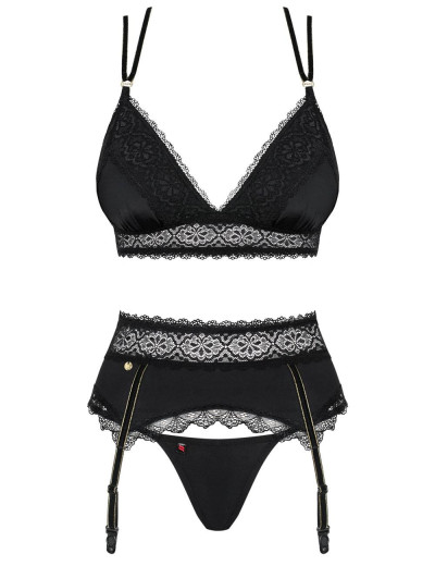 Эротический комплект с поясом Obsessive LOLITTE SET, Цвет: черный, Размеры: S/M, изображение 3