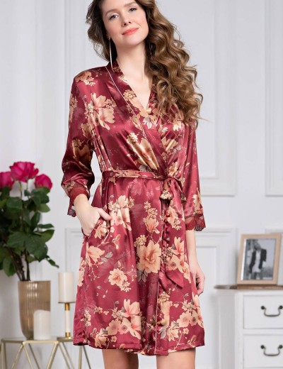 Шелковый халат-кимоно Mia-Amore BURGUNDIA 3623, Цвет: бургундия, Размеры: 2XL/3XL, изображение 4