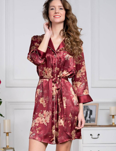 Рубашка-халат из шелка Mia-Amore BURGUNDIA 3627, Цвет: бургундия, Размеры: 2XL, изображение 2