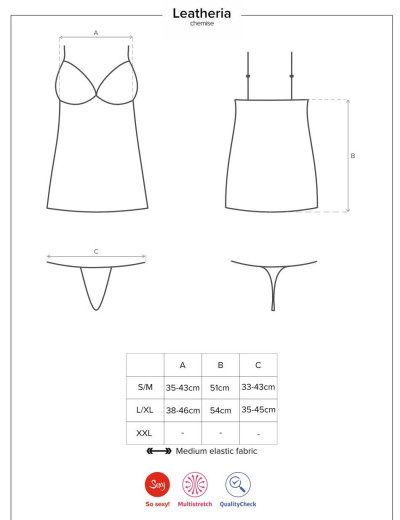 Сексуальное платье Obsessive LEATHERIA CHEMISE, Цвет: черный, Размеры: S/M, изображение 5