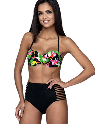 Раздельный купальник бандо с пуш-ап Lorin L2318/0, Цвет: флора, Размеры: 70C, изображение 3